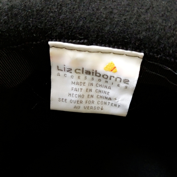 Vintage 1990s Classic Liz Claiborne Black Porkpie Wool 